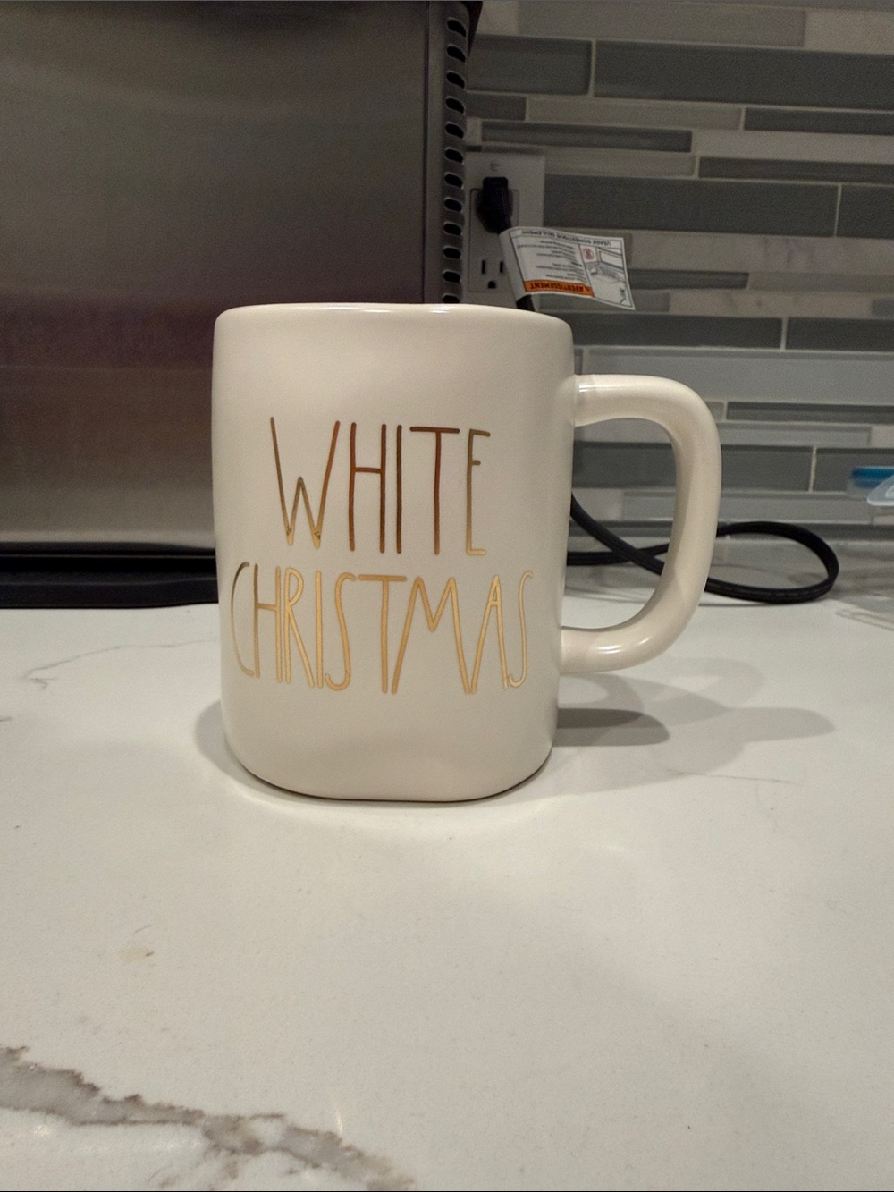 Rae Dunn White Mug with Gold Lettering - "WHITE CHRISTMAS"